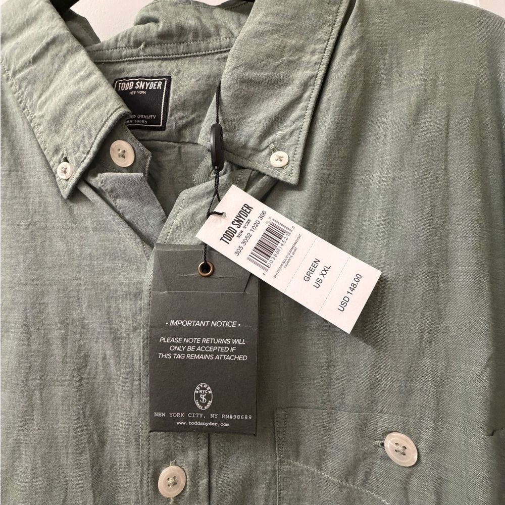 Todd Snyder Olive-Green Button Down Shirt